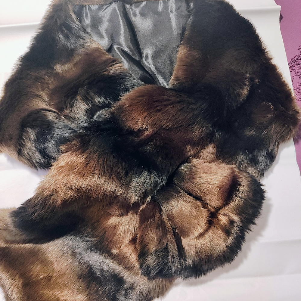 dennis basso Brown and Black Fur Wrap